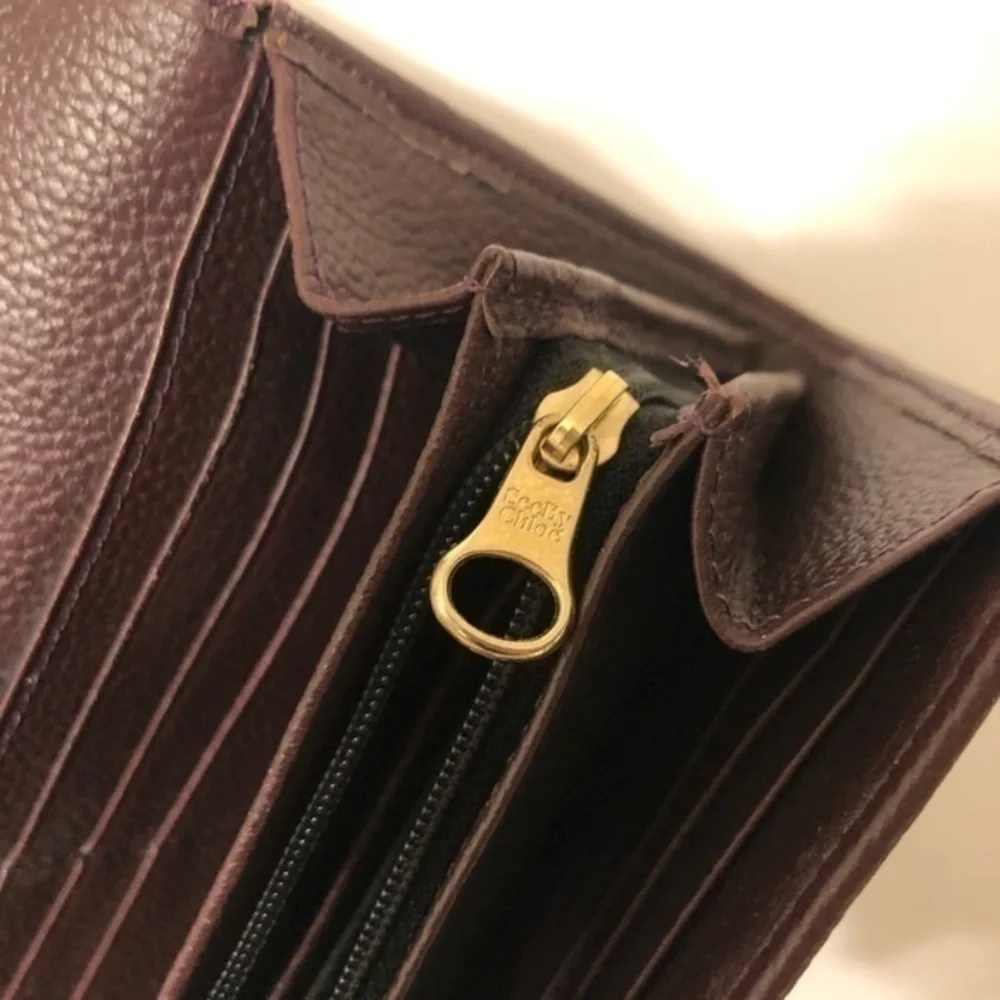 Chloe See by Chole burgundy and black clutch bag